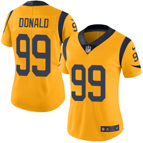 Women's Limited Aaron Donald Nike Jersey Gold - #99 Rush NFL Los Angeles Rams